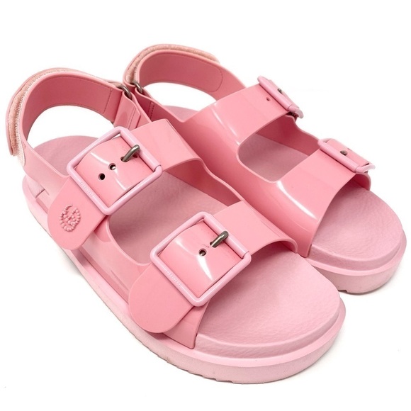 AUTHENTIC GUCCI DOUBLE GG LOGO PINK RUBBER PLATFORM DAD SANDALS SZ 38 or US 8 - Picture 1 of 11